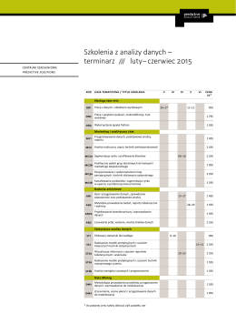 Szkolenia z analizy danych – terminarz /// luty – czerwiec 2015