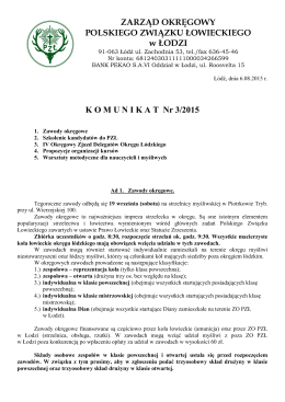 Komunikat 3/2015 - Zarząd Okręgowy PZŁ w Łodzi