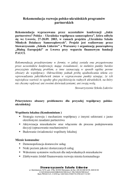 Rekomendacja rozwoju polsko-ukraińskich programów partnerskich