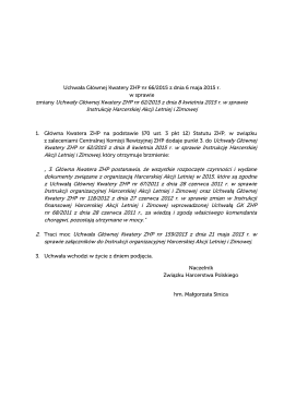 zmiany Uchwały Głównej Kwatery ZHP nr 62/2015 z dnia 8 kwietnia