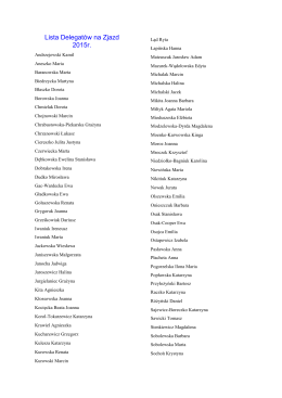 Lista Delegatów na Zjazd 2015r.