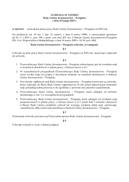 Plan pracy Rady na 2015 rok - Gmina Jerzmanowice