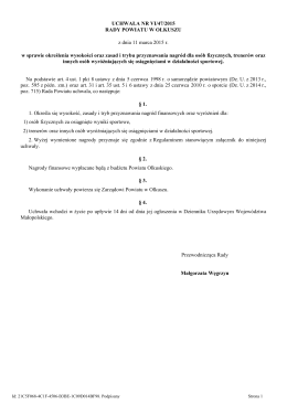Uchwała nr VI/47/2015 Rady Powiatu w Olkuszu z dnia 11 marca