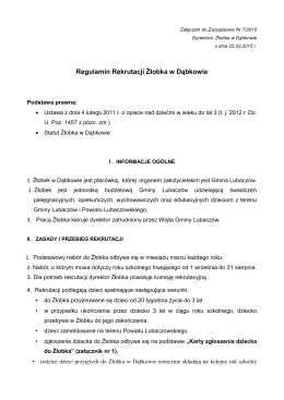 Regulamin Rekrutacji Żłobka w Dąbkowie
