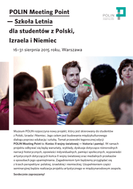 POLIN Meeting Point — Szkoła Letnia dla studentów z Polski