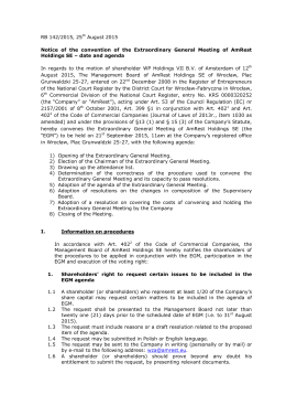 RB 142/2015, 25th August 2015 Notice of the convention