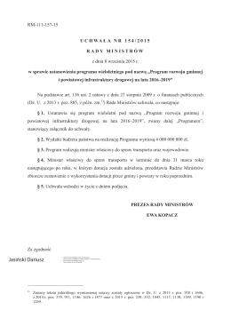 Uchwała nr 154/2015 Rady Ministrów z dnia 8 września 2015 r. w