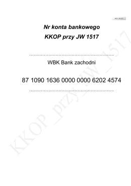 Nr konta bankowego KKOP przy JW 1517