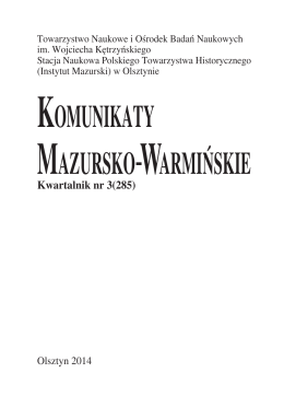 KOMUNIKATY MAZURSKO-WARMIŃSKIE Kwartalnik nr 3(285) 2014