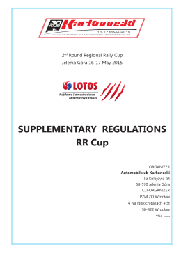 SUPPLEMENTARY REGULATIONS RR Cup