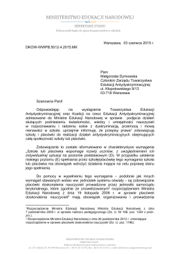Pismo Minsterstwa Edukacji Narodowej z dn. 03.06.2015 r.