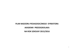 Plan Nadzoru Pedagogicznego 2015-2016