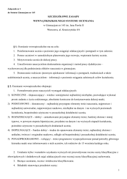 szczegółowe zasady - Gimnazjum 145 im. Jana Pawła II w Warszawie