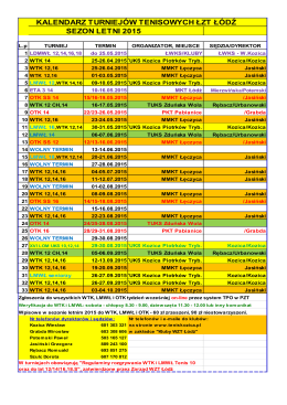 Kalendarz na sezon letni 2015