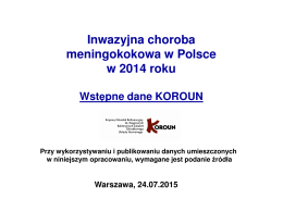 Inwazyjna choroba meningokokowa w Polsce w 2014 roku