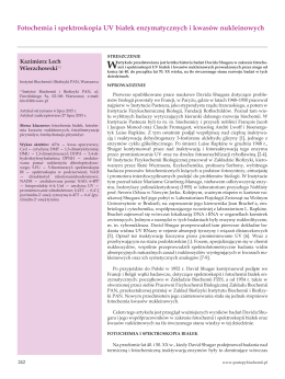 Fotochemia i spektroskopia UV białek enzymatycznych i kwasów