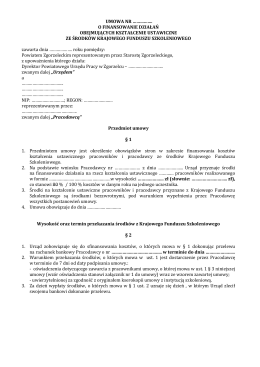 Wzór umowy KFS 2016 - Powiatowy Urząd Pracy w Zgorzelcu