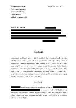 Decyzja 3 - Wojewodzki Inspektorat Inspekcji Handlowej w Olsztynie