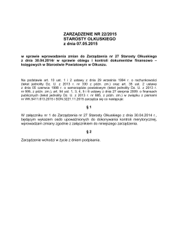 Wykaz podpisów merytorycznych - zarządzenie nr 22-2015