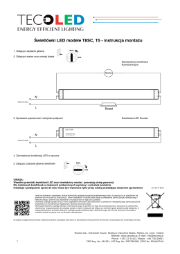 Świetlówki LED modele T8SC, T5 - instrukcja montażu