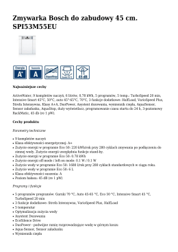 Zmywarka Bosch do zabudowy 45 cm. SPI53M55EU