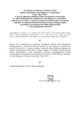 Zarządzenie wewnętrzne Nr R-0161/71/2015 Rektora Akademii im