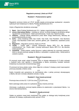 Regulamin promocji Karta za 0 PLN