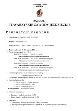 propozycje zawodów 2015 - Stadnina koni "Dworna"