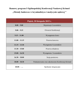 Ramowy program Konferencji Krimed 2015