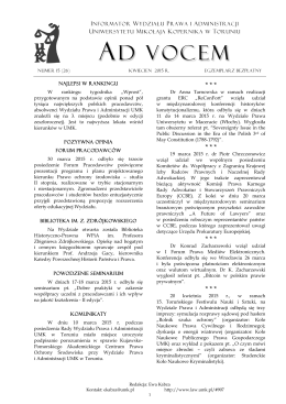 Ad Vocem 2015, nr 15 - Wydział Prawa i Administracji UMK