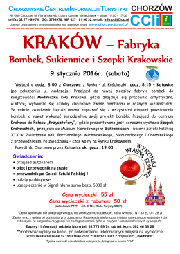 oferta CCIiT – 09.01.2016 – Kraków – Fabryka Bombek, Szopki
