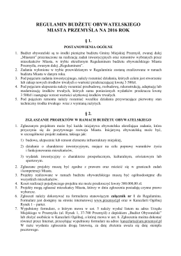 Regulamin Budżetu Obywatelskiego Miasta Przemyśla na 2016 rok