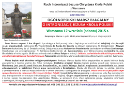 Warszawa 12 września (sobota) 2015 r. OGÓLNOPOLSKI MARSZ