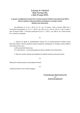 Uchwała Nr VII/44/15 Rady Powiatu Pisz z dnia 25 maja 2015r.