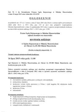 asystenta sędziego - Sąd Rejonowy w Mińsku Mazowieckim