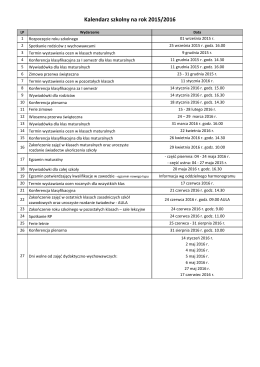 Kalendarz szkolny na rok 2015/2016