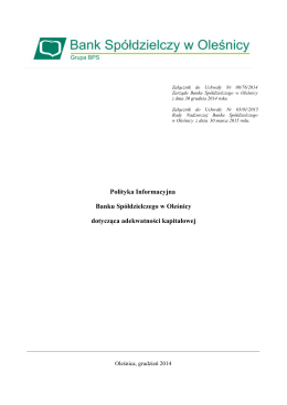 Polityka informacyjna - Bank Spółdzielczy w Oleśnicy