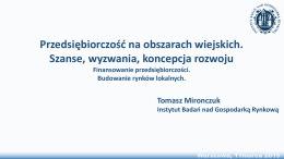 Finansowanie przedsiębiorczości. Budowanie rynków lokalnych.