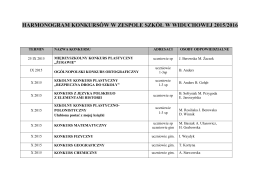 harmonogram konkursów w zespole szkół w widuchowej 2015/2016