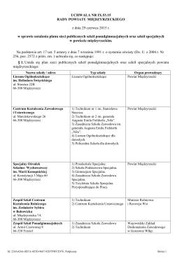 UCHWAŁA NR IX.53.15 RADY POWIATU MIĘDZYRZECKIEGO z