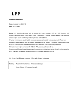Umowa przedwstępna Raport bieżący nr: 43/2015 Data