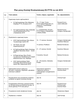 Plan pracy Komisji Środowiskowej ZG PTTK na rok 2015