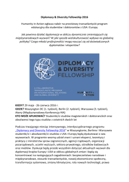Diplomacy & Diversity Fellowship 2016 Humanity in