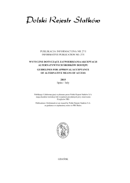 Publication No. 27/I – Guidelines for Approval/Acceptance of