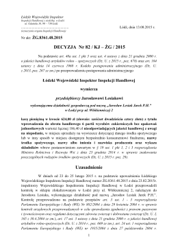 Decyzja nr 82/ŻG/2015 - Wojewódzki Inspektorat Inspekcji