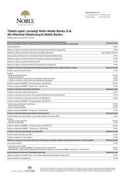 Tabela opłat i prowizji Getin Noble Banku S.A. dla Klientów