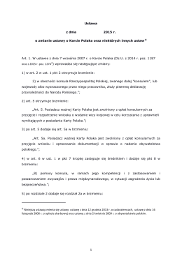 Ustawa z dnia 2015 r. o zmianie ustawy o Karcie Polaka oraz