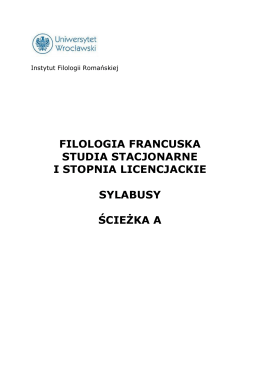 Sylabus A - Instytut Filologii Romańskiej