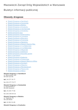 Mazowiecki Zarząd Dróg Wojewódzkich w Warszawie Biuletyn