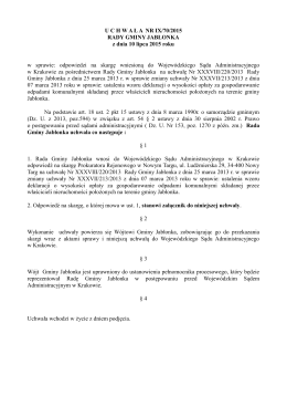 UCHWA Ł A NR IX/70/2015 RADY GMINY JABŁONKA z
